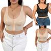 Front Closure Lace Bralette with Wide Straps and Ribbed Band Non Wired Soft Cup Crop Top for Women Comfortable Fit