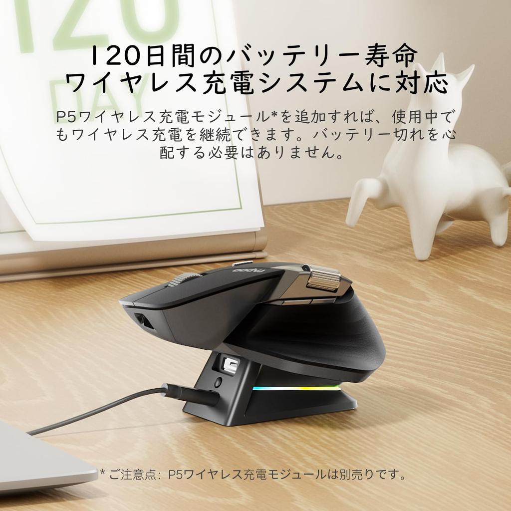 RAPOO MT760PRO Wireless Mouse, NearLink + Bluetooth 5.0, Multi-Device, 12K DPI, 2K Polling, Ergonomic Design, 11 Programmable Buttons, Onboard