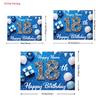 2D Blue & White Balloon Happy 18th Birthday Photography Background Cloth