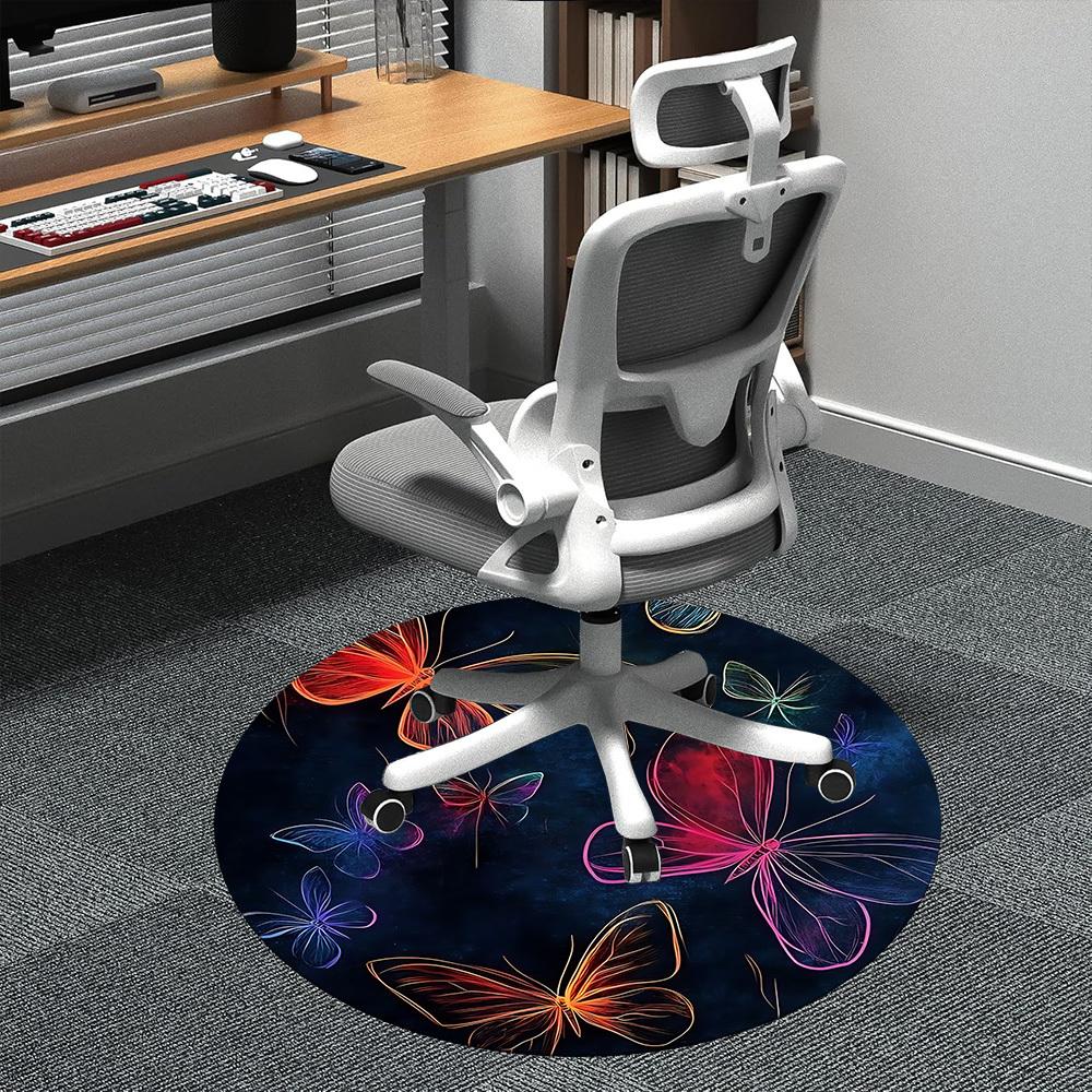 1pc Butterfly Fantasy Office Round Area Rug, Indoor Mat Suitable ForOffice, Under Office Chairs Bedroom Living Room Home Decor, Room Deco  D038
