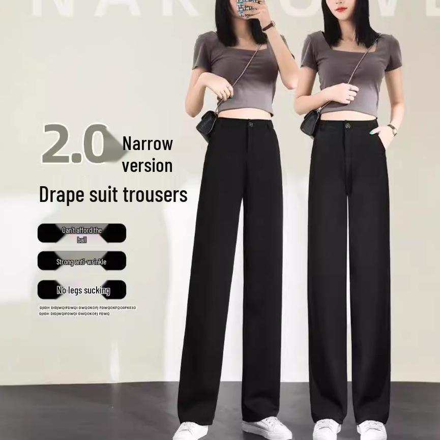 Women's High-Waist Gray Wide-Leg Dress Pants - Spring/Autumn 2024 Collection