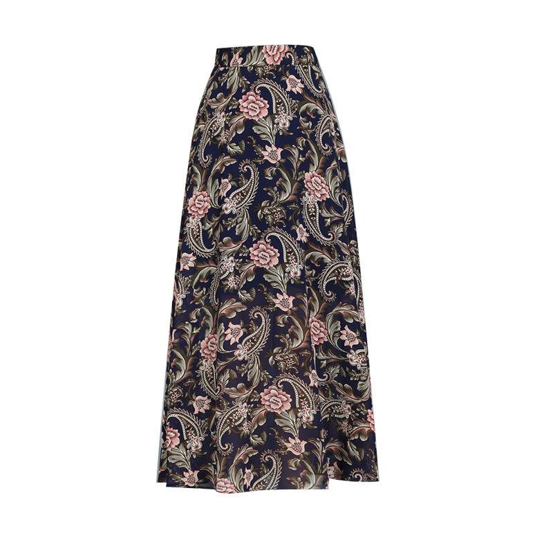 Summer Women's A-line Skirt Chiffon Half Skirt High Waist Printed Large Swing Skirt Floral Mid Length Long Skirt