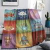1Pc Retro Country Print Flannel Blanket, High quality Comfortable for All Seasons, Home Decor, Warmth and Comfort, Perfect for Christmas Gifts 70