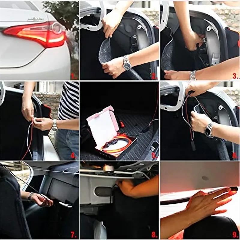 Car LED Brake Light Strip 5 Function Sequential Rear Tail Warning Lights Waterproof for Truck VAN SUV Bus Signal Lamp