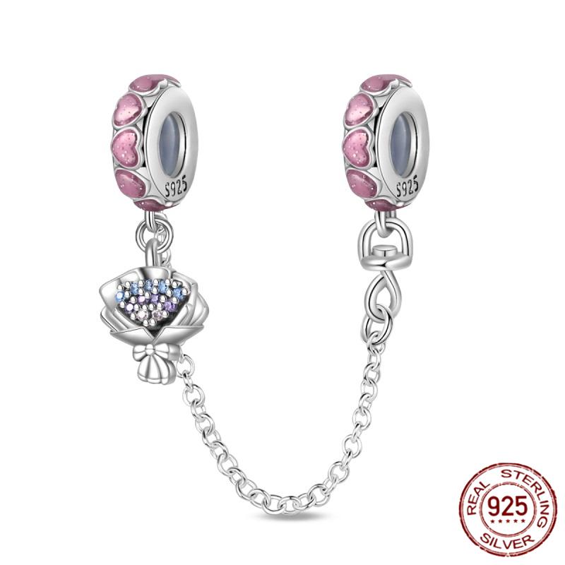 Breloque Chaîne de Sécurité Étoiles et Lune Trèfle à Quatre Feuilles en Cuivre pour Bracelet Authentique DoItYourself Bijoux Cadeaux