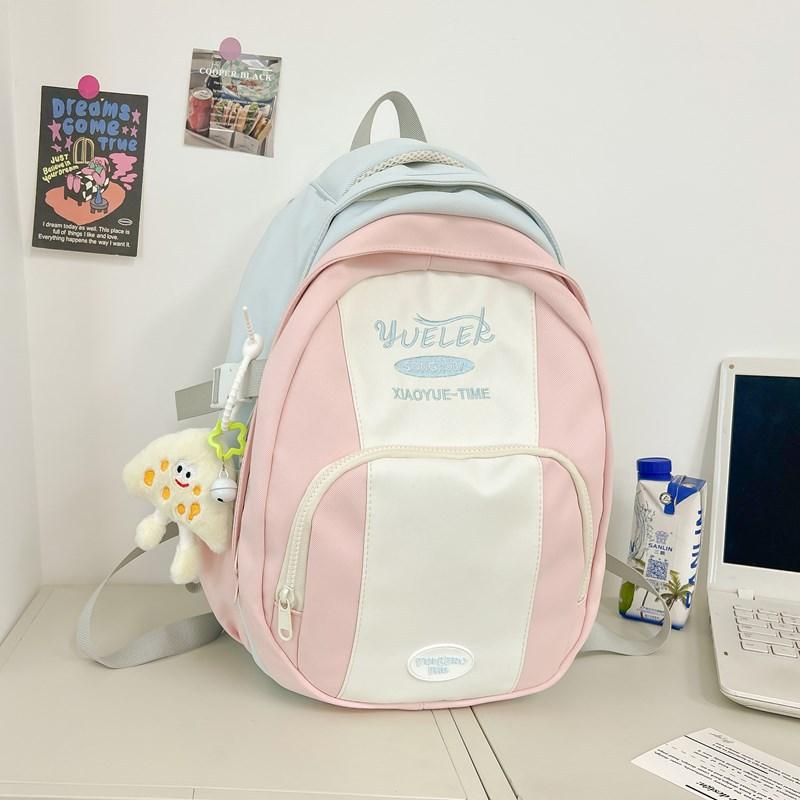 High value, fresh and sweet, contrasting color splicing backpack, lightweight travel backpack for junior high school students