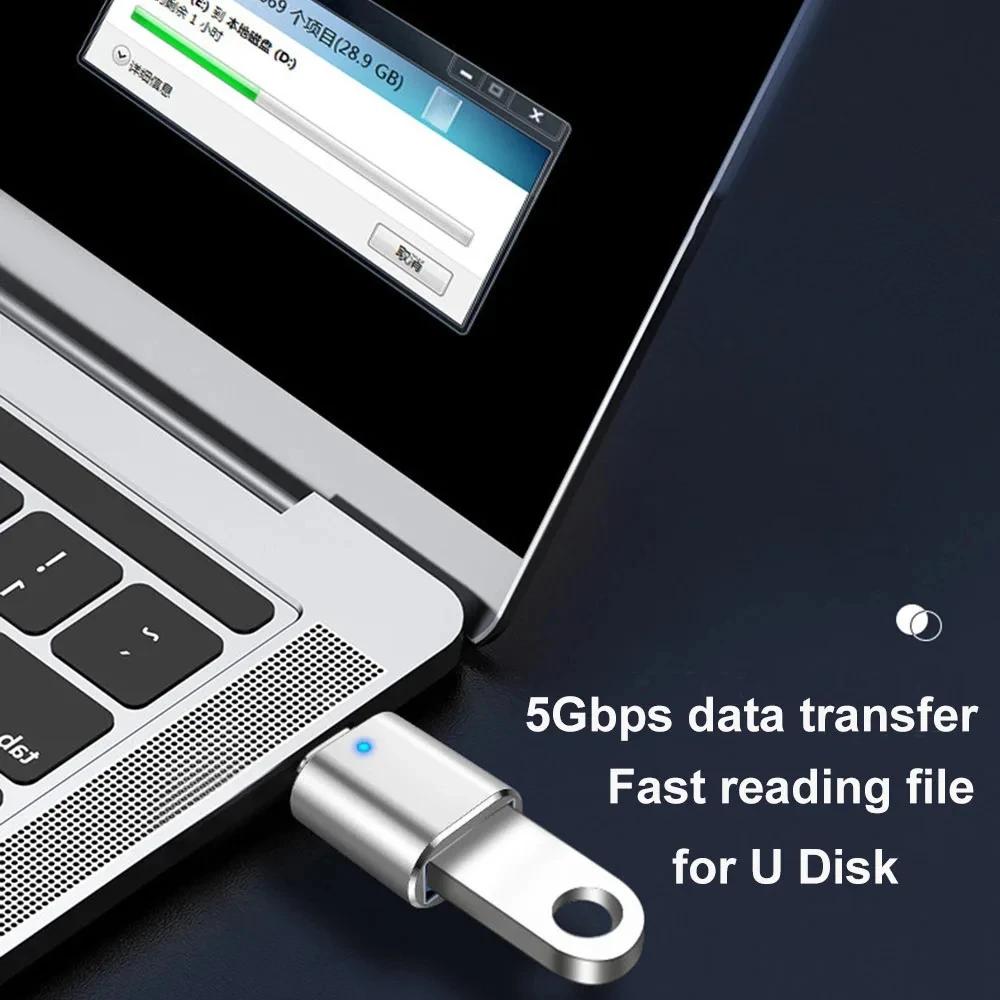 USB 3.0 til Type C Adapter LED OTG til USB C USB-A til Micro USB Type-C Hunnkontakt For HUAWEI Samsung Xiaomi POCO Adaptere