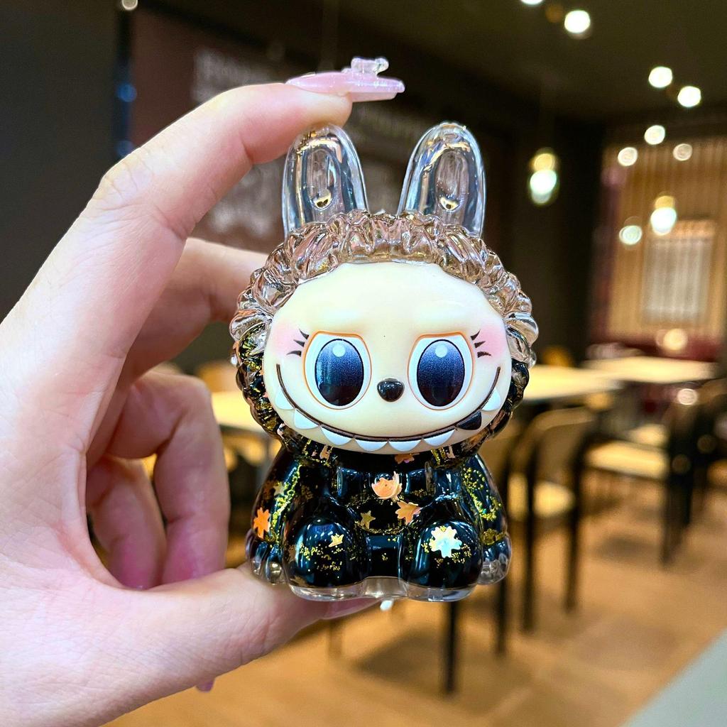 Kurutulmuş Çiçekler, Yanıp Sönen Renkli Boncuklar ve Yağ Şişesi ile Mengmeng Tavşan Hareketli Kum Süsleri - Sevimli Tahıl Aksesuarları ve Douyin'de Trend Oyuncaklar.