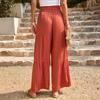 Women's Drawstring High-waisted Casual Wide-leg Trousers
