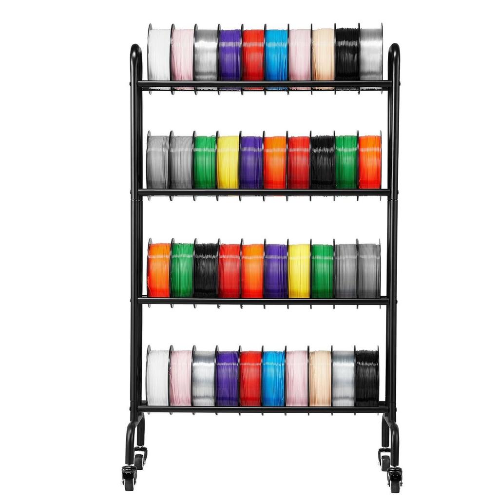 3D Printer Filament Storage Rack, 4 Tier Heavy Duty Storage Shelf, Rolling Filament Spool Holders Racks with Wheels, Filaments Organzied for 3D
