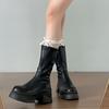 Black Heightened Thick Heel Small Thick-Soled Boots Women'S  New Autumn Retro Slim Boots