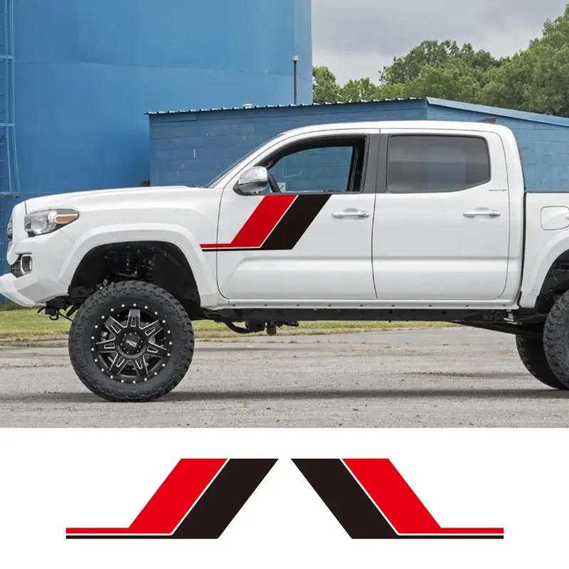 Pickup Door Side Stickers For Toyota Tacoma Truck Graphics Colorful Vintage Stripes Decor Cover Vinyl Decal Auto Accessories