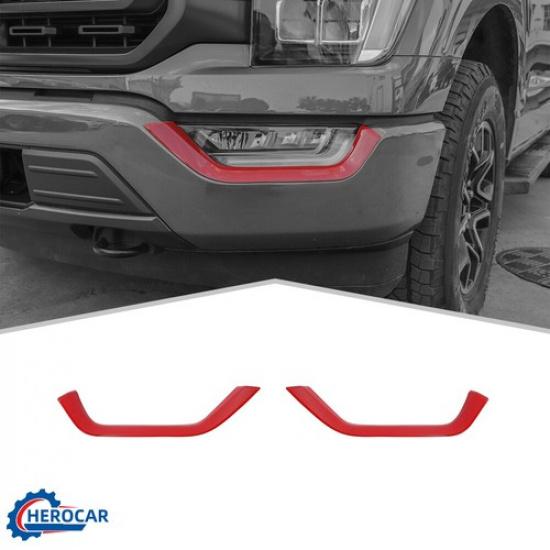 2XFront Fog Light Lamp Eyebrow Cover Decor Trim For Ford F150 21+Red Accessories