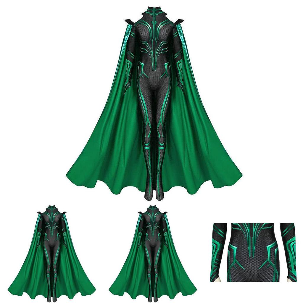 Thor3 Ragnarok Hela Erwachsenen- Kinder- Bodysuit Umhang Halloween-Kostüm Perfekt für Rollenspiele und Bühnenauftritte