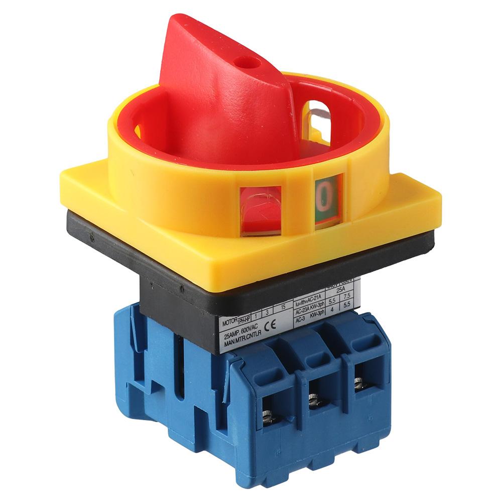 25A/32A Rotary Cam Changeover Switch Flame Retardant 2-Position Plastic Load Circuit Breaker Switch 3-Pole On-Off Power Switch