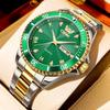 OPK Quartz Watch with Date Classic Stainless Steel Watch for School or Gold Green Men's Display, Waterproof, Luminous, Stylish, Office, &
