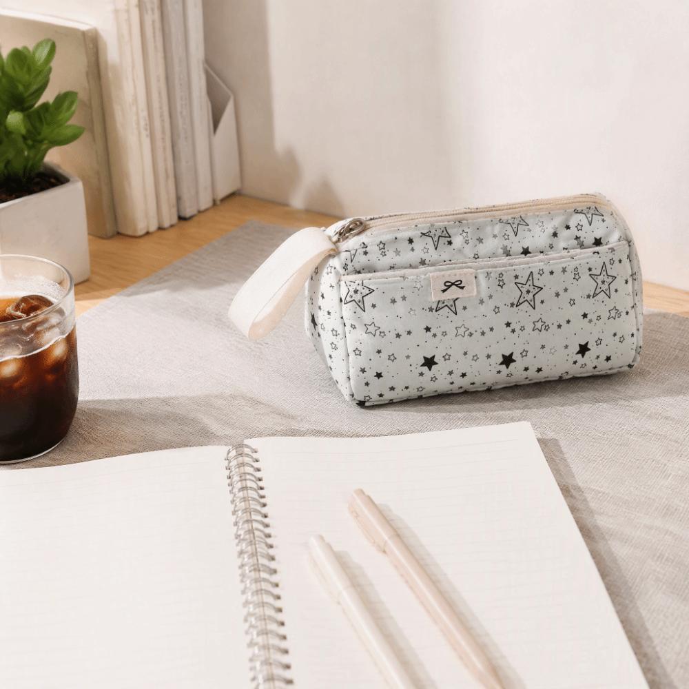 Large Capacity Pen Bag Star Print Stationery Bag Multi-functional Pencil Case School Supplies