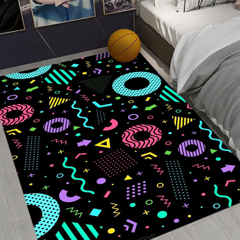 Retro Arcade Stars Bowling Alley Carpet 90s Arcade Retro Rug Non-Slip Home Theater Movie Room Floor Mat Gamer Room Décor Gift