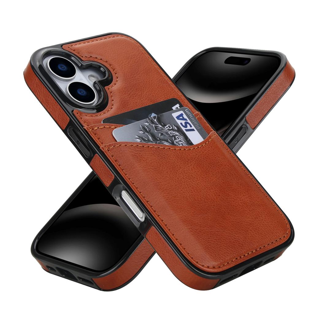 For iPhone 17 Case Card Slot Slim-Fit PU + TPU Mobile Cover