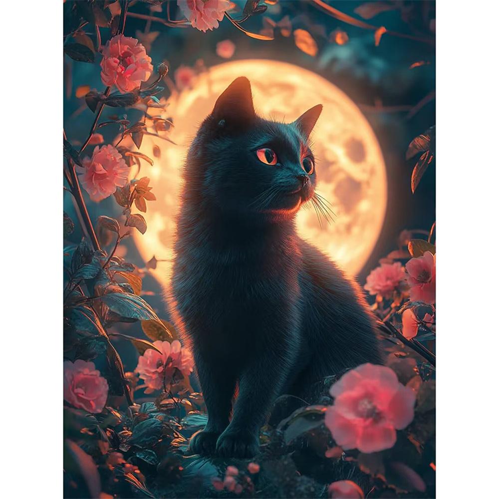 New Arrivals Diamond Embroidery Animal Kit Diy Drill Painting Cat Full Mosaic Moon Home Decor Art Handmade Gift