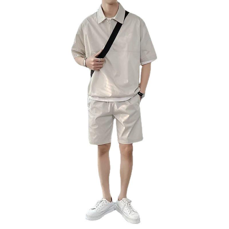 2023 Hong Kong Style Korean Boys' Sports Suit: Loose T-Shirt & Simple Five-Point Shorts