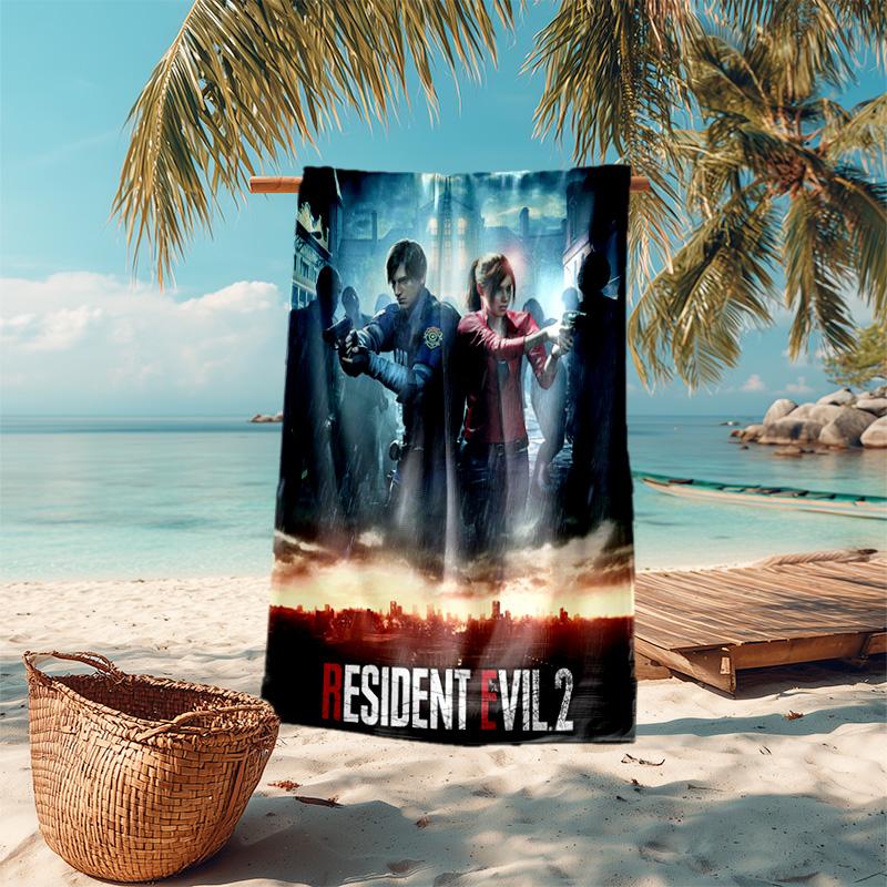 Resident Evil game, Umbrella Corporation, soft beach towel, outdoor camping vacation swimming beach towel, outdoor absorbent bath towel, Q7