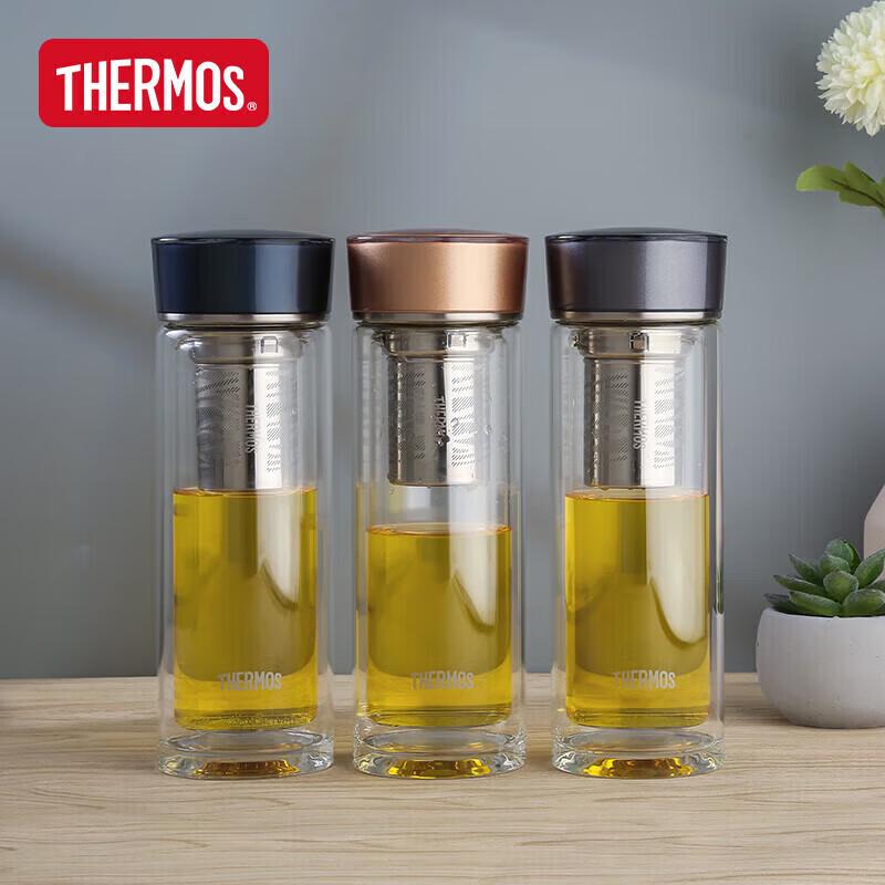 THERMOS Double Wall Glass Tea Infuser Bottle 400ml