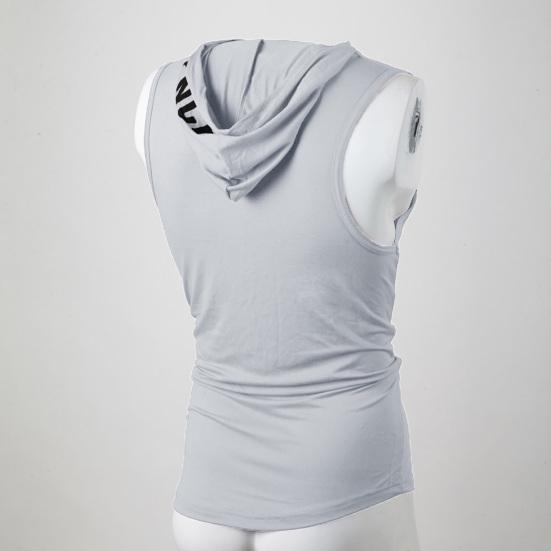 Trägertop Ärmellos Einfarbige Schweißabsorption Nicht reizend mit Hut Schnell trocknendes Polyester Herren Sportweste Fitness Trägertop für Herren
