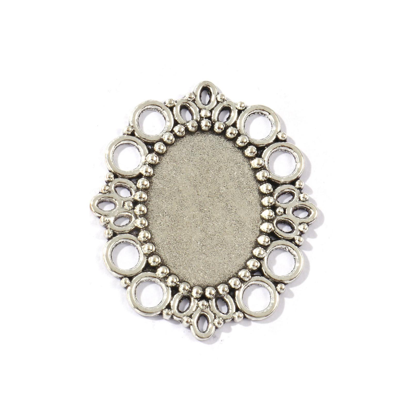 

20 PCs Zinc Based Alloy Settings Connectors Charms Pendants Findings Oval Jewelry Making (Fits 25mm x 18mm) 4.2cm x 3.6cm 4.2x3.6cm античний срібного кольору
