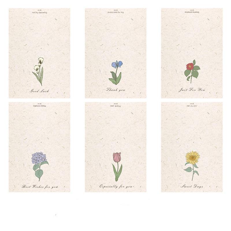 6 stk retro plante gratulasjonskort Kraft papir konvolutt klistremerkesett Bryllup Bursdagsfestival Skrivbar Håndlaget DIY ønske takkekort