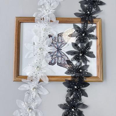 Black And White Organza Beaded Sequins Barcode Accessories Clothing Skirt Dress Children'S Clothing Decorative Lace Accessories