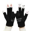 Knitted Touchable Screen Gloves Winter Full Finger Mittens Stretchy Warm Three Finger Exposed Gloves for Girls Teens