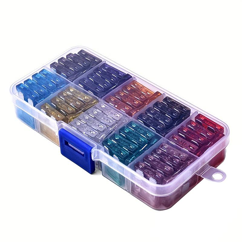 50/100Pcs Car Fuse Assortment Set Profile Middle Size Blade Type Fuse Auto Car Truck 2-35A Fuse With Box Clip