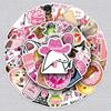 50PCS Fun Pink Emoji Meme Stickers - Creative Waterproof Decorative Stickers for Suitcases
