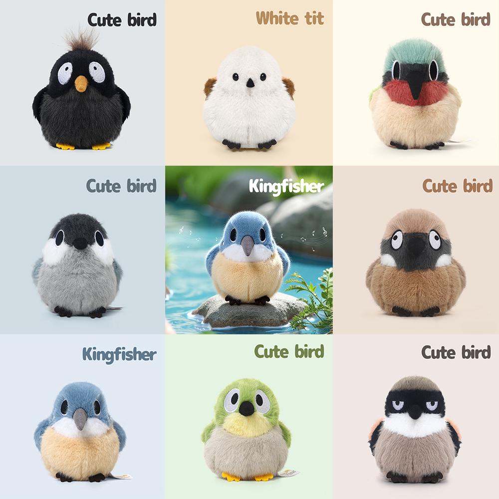 Bird Series Myna Sparrow Plush Toy Beautiful Kingfisher Tit Shrikes Doll Fork-tailed Sunbird White-eye Stuffed Toy Animal Decor