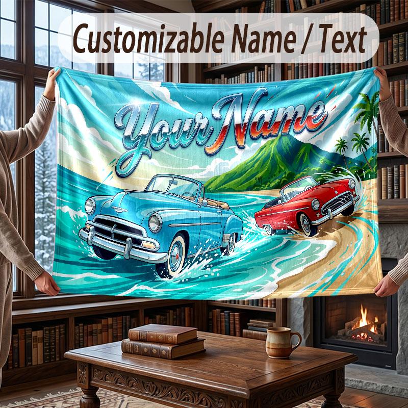 Octopus Sea Life Theme Throw Blanket Custom Name Text Personalized Blanket Soft Cozy Blanket for Home Sofa Bed