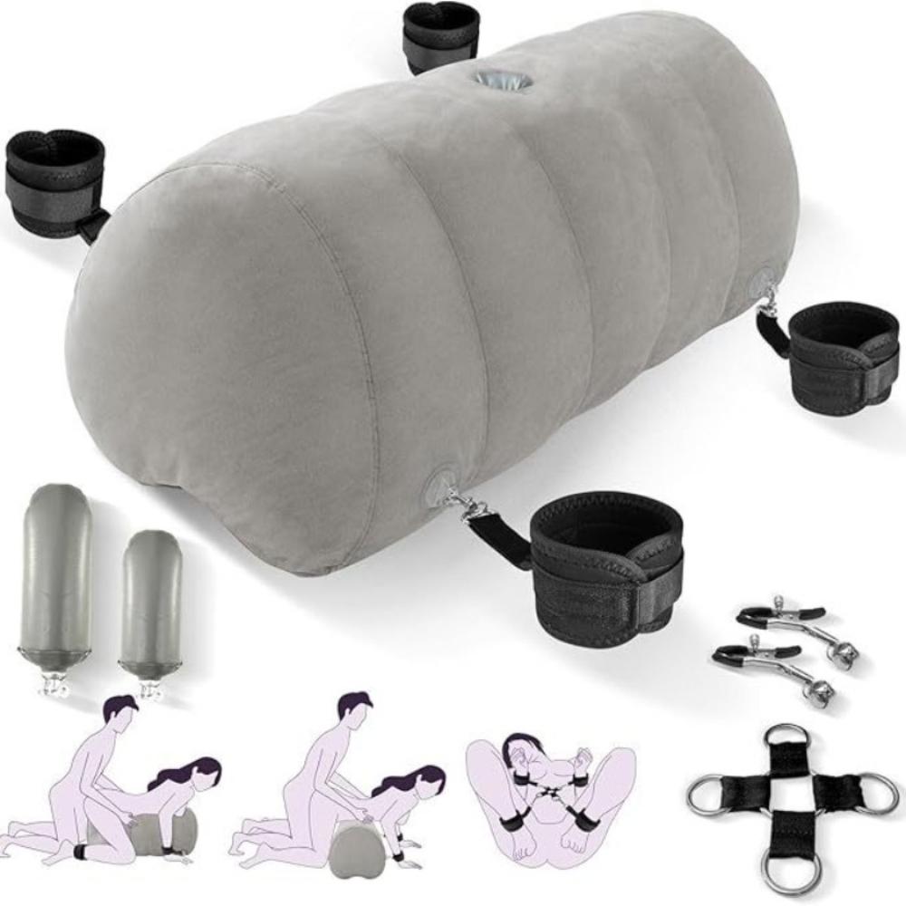 Sex Bondage Pillow with Restraints, Inflatable Adult Sex Toy for Couples, BDSM Beginner Set for Spicy Adventure, Easy Use & Carry