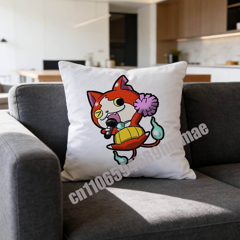 For Cute Cartoon J-Jibanyan Throw Pillow Case Sham 45X45Cm 40X40Cm Square Car Pillowcase Pad Cushion Cover