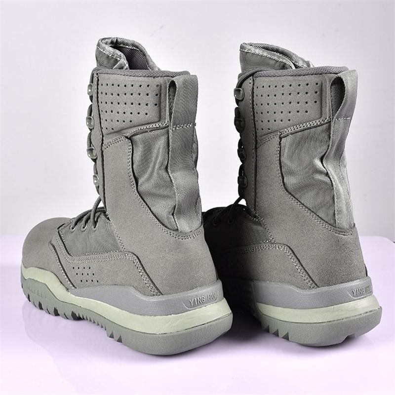 Fashion Quality Hiking Boots Men Lightweight Damping Climbing Combat Shoes Outdoor Women High-Top Black Leather Desert Tactical Boots