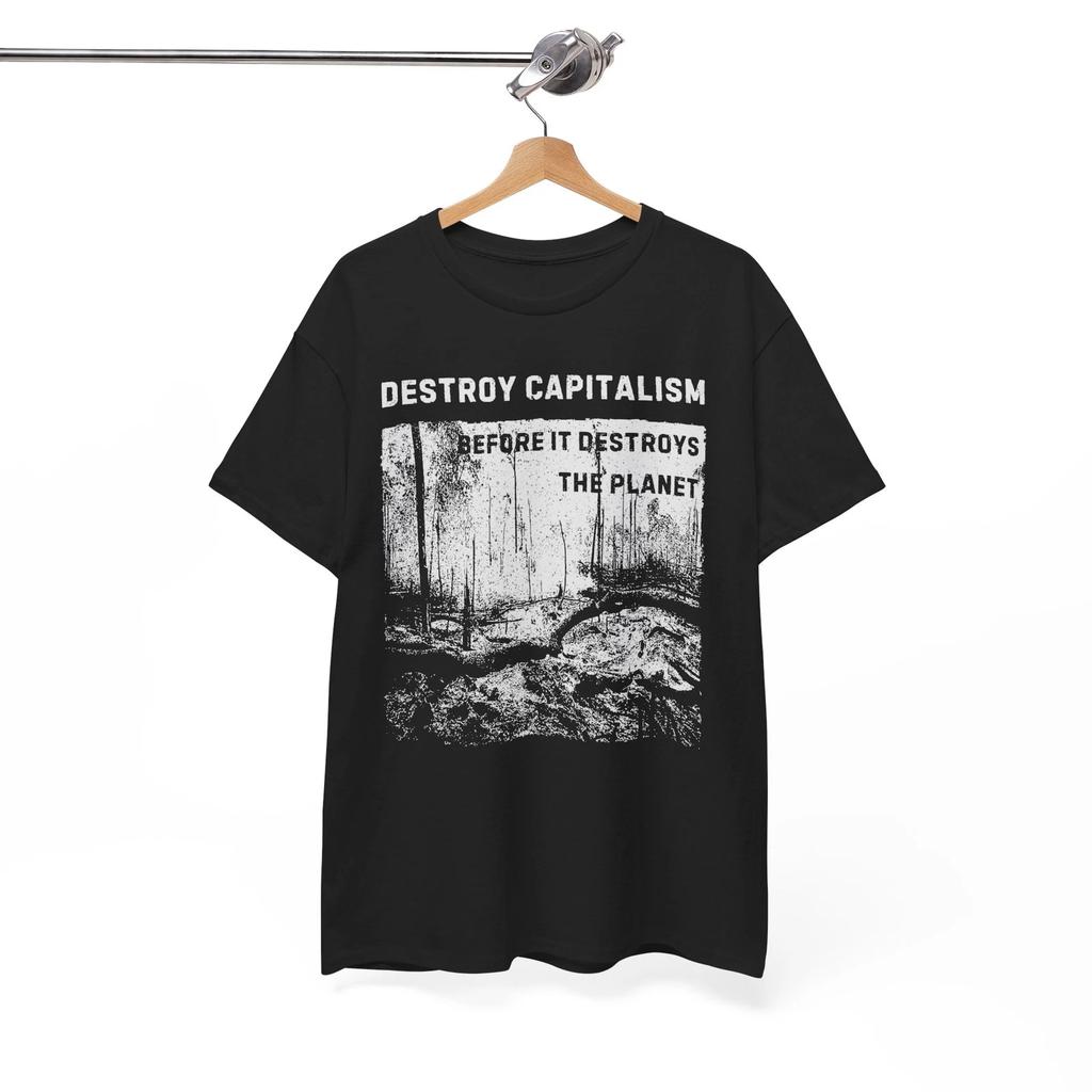 Maglietta Anarchica Distruggi il Capitalismo, Maglietta Anarchica Verde, Maglietta Unisex