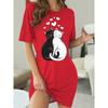 Women's Daisy Print Faux Denim Midi Dress Summer Casual Short Sleeve Fake Button Front A Line