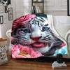 1pc Tiger Cub Flowers Blanket Lightweight Flannel Blanket Throw Blanket For Sofa, Bed, Travel, Camping, Livingroom, Office yy251015153