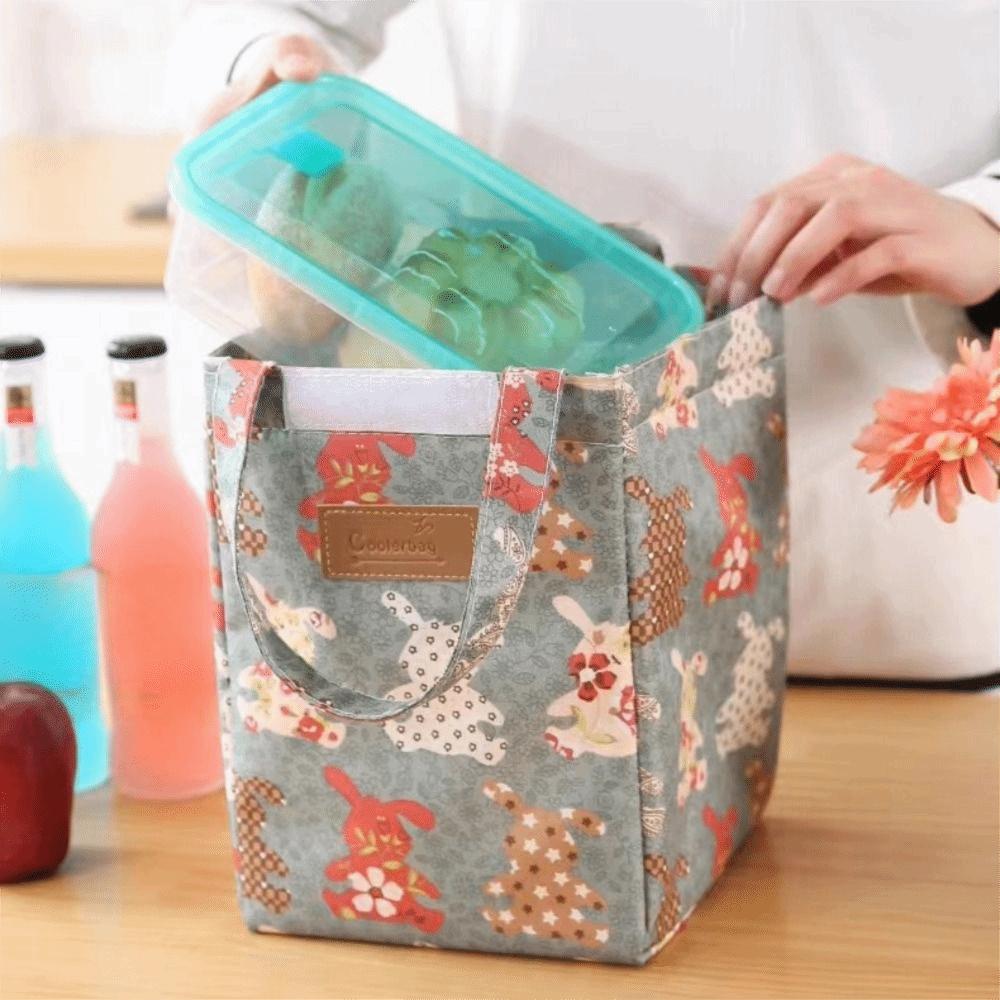 Foil Lining Thermal Lunch Bag Printed Handbag Food Storage Bag Picnic Bag Outddor