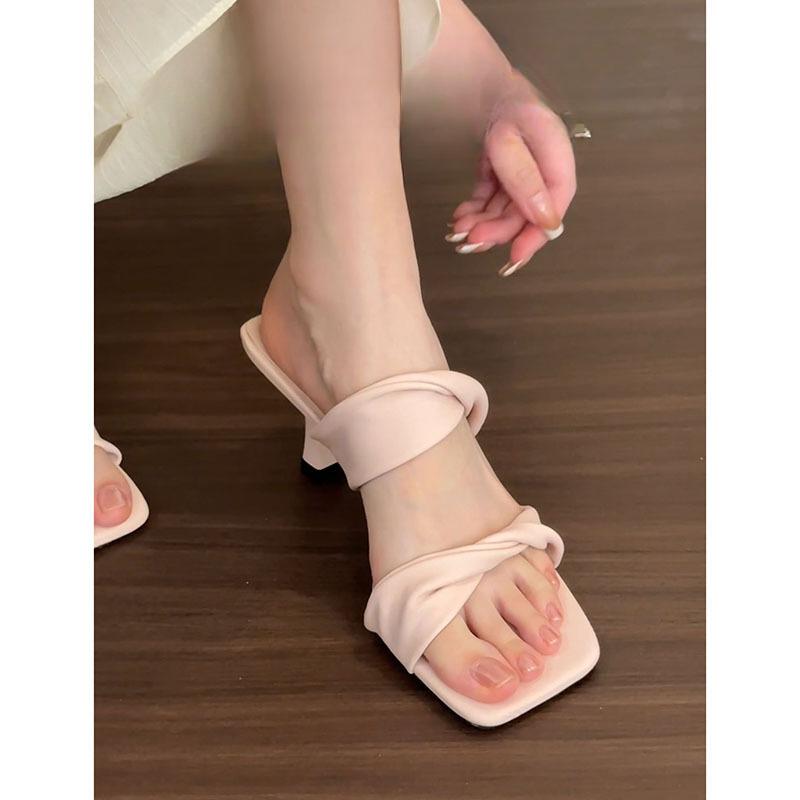 One-shoulder Shoes Women's Thin-heeled High Heels Flip-flops