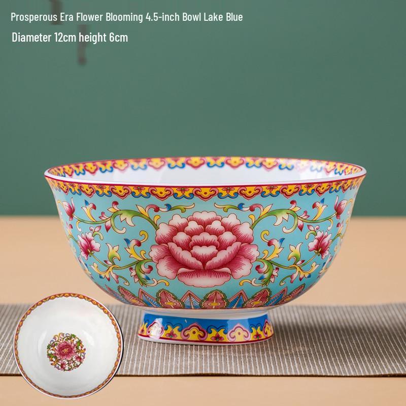Jingdezhen Ceramic Rice Bowl: High-Foot, Enamel Color, Longevity Design