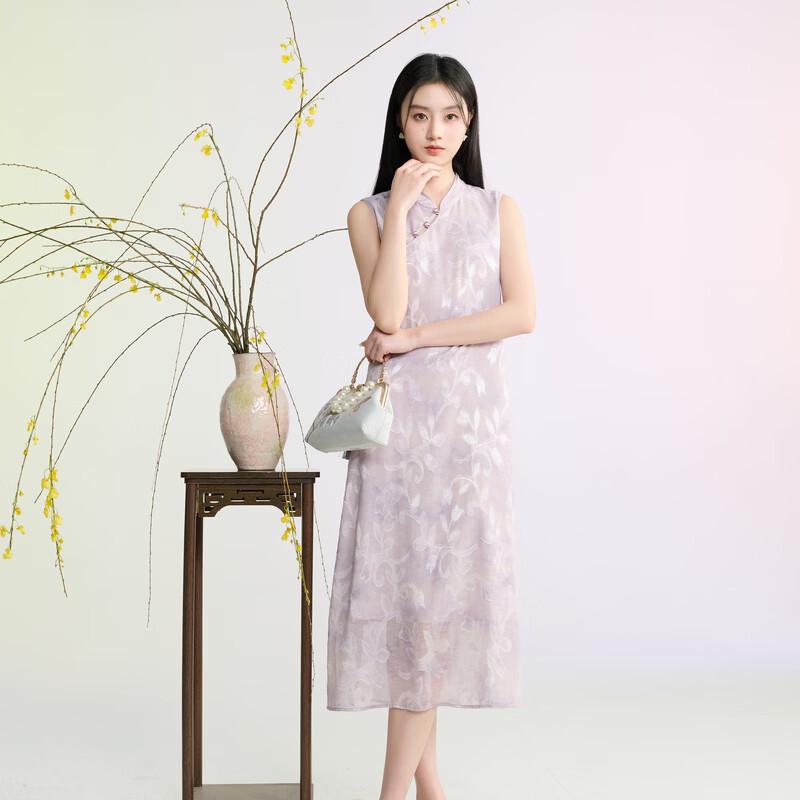 Sancai 2026 Summer New Chinese Style Sleeveless A-Line Dress