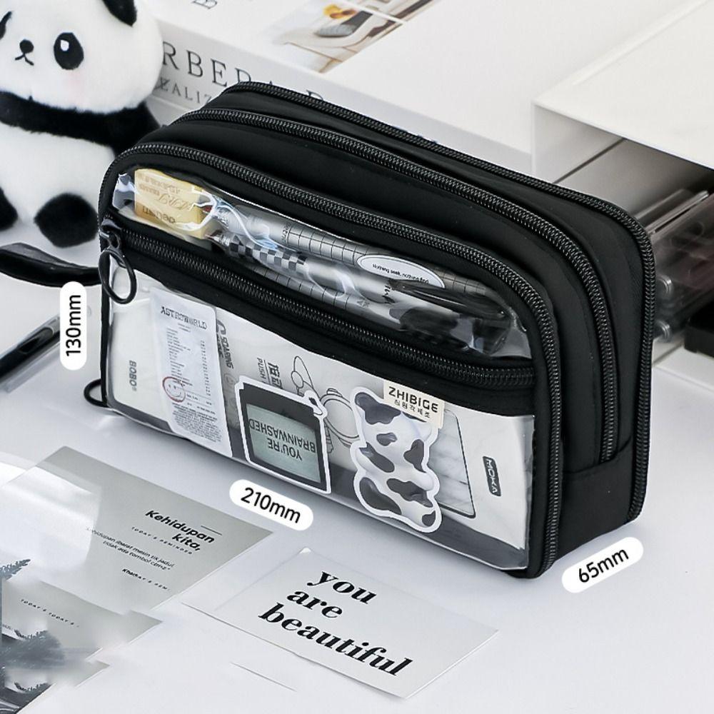 

Прозрачный пенал, мультяшный пенал, новый пенал, офис чёрный