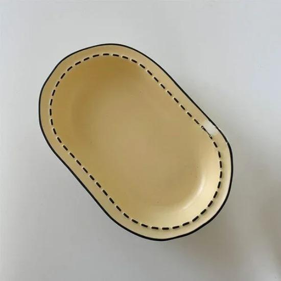 

Японский Mulanxi Cream Cartoon Керамический столовый набор Необычная миска для риса Суповая керамическая тарелка Бытовая тарелка Полосатые блюда