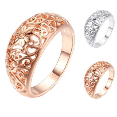 Women Hollow Flower Band Handmade Finger Ring Engagement Jewelry Deor