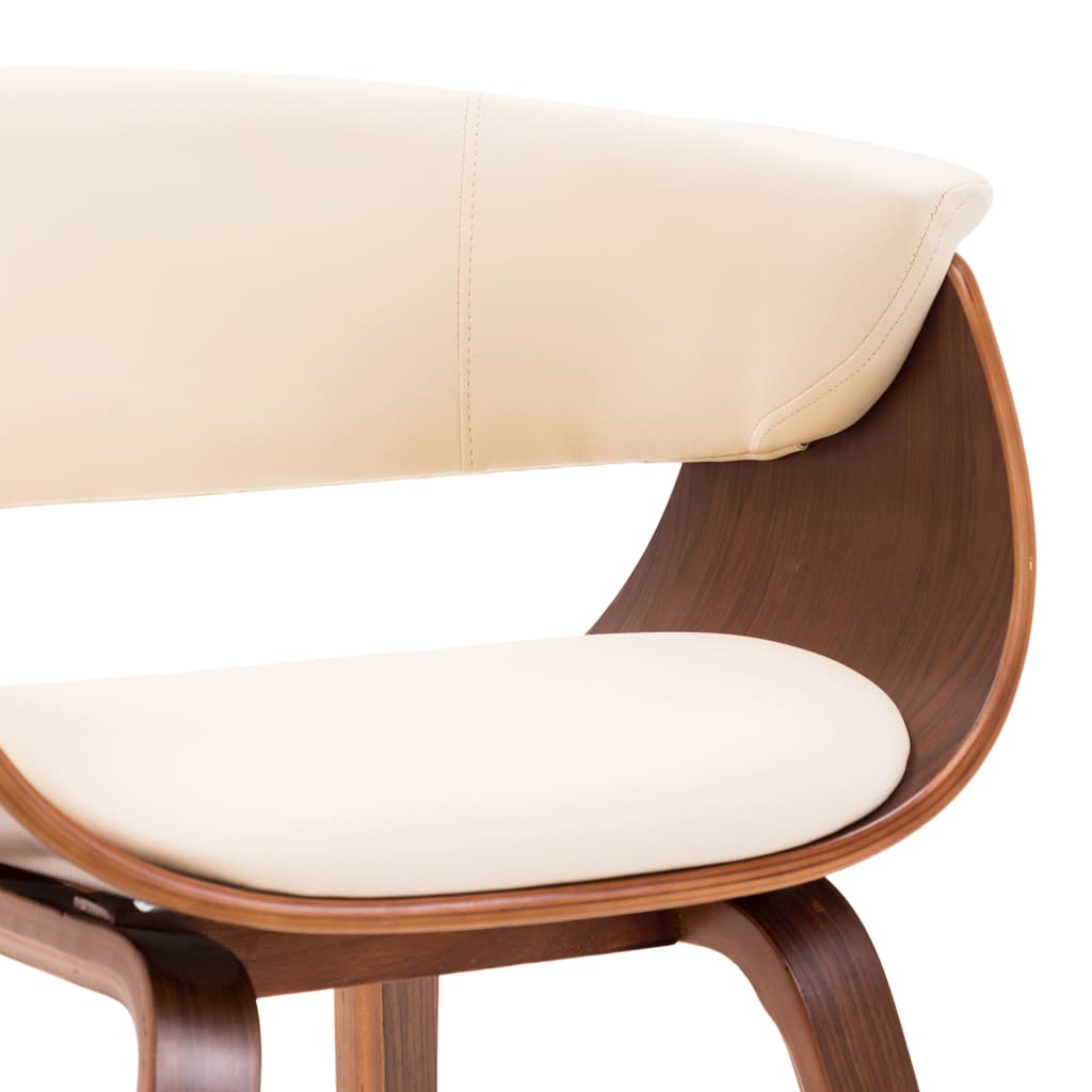 Dining Chairs Set of 4 Cream Colored Bentwood Frame with Faux Leather Upholstery